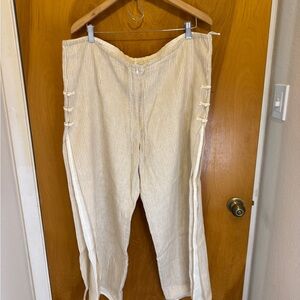 Jasmine drawstring Pants in tan and white